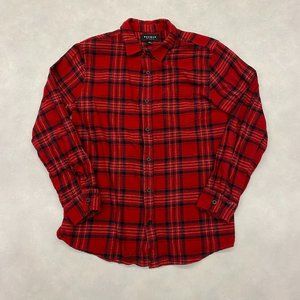 PacSun Pocket Plaid Flannel Shirt (Red/Black, size M)